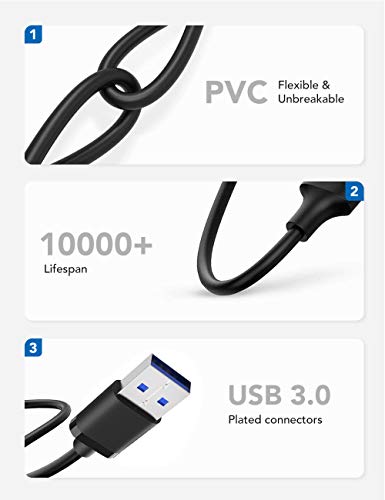 KIWI design Oculus Link Cable de 10 Pies (3 Metros), Quest Link Cable de Transferencia de Datos de Alta Velocidad Cable USB C Compatible con Oculus Quest / Quest 2 a una PC para Juegos, Negro