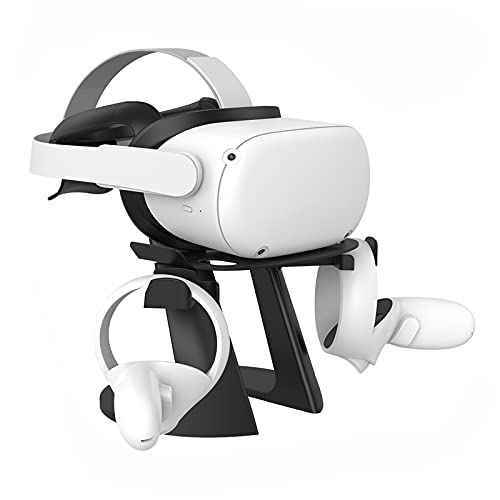 KIWI design Soporte VR, Soporte para Oculus Quest 2 / Quest / Rift / Rift S / GO / HTC Vive / Vive Pro / Valve Index VR Headset y Controladores Táctiles, Negro