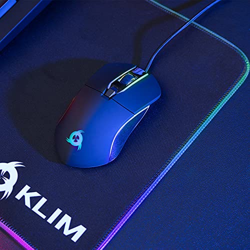 KLIM Supremacy - Alfombrilla de ratón RGB Extra Grande - Nueva 2021 - Superficie extendida (XL) - Tela de Alta precisión - Alfombrilla de ratón Muy Grande con Luces, USB - 786 x 300 x 3 mm