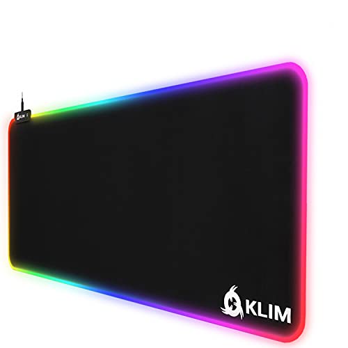 KLIM Supremacy - Alfombrilla de ratón RGB Extra Grande - Nueva 2021 - Superficie extendida (XL) - Tela de Alta precisión - Alfombrilla de ratón Muy Grande con Luces, USB - 786 x 300 x 3 mm