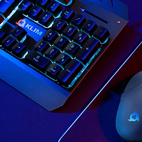 KLIM Unity - Teclado y Ratón Gaming Inalámbrico ESPAÑOL - Resistente, ergonómico, semimecánico + Teclado y ratón inalámbrico retroiluminado + Batería integrada de Larga duración + Nuevo 2022