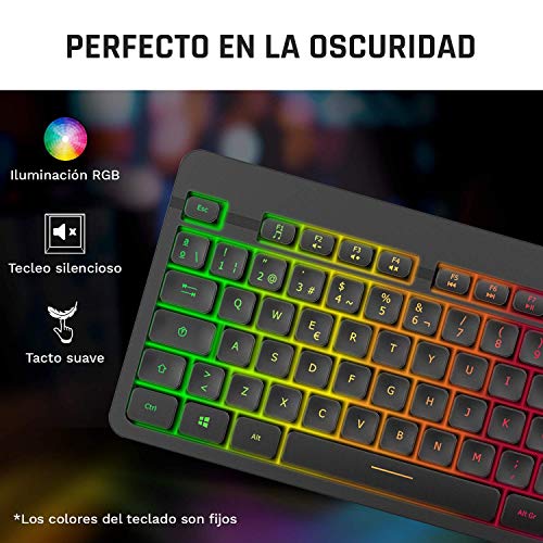 KLIM™ Light V2 Teclado Inalámbrico Gaming ESPAÑOL + Teclado Gaming Ligero, Duradero, Ergonómico, Silencioso + Batería de Larga duración + Teclado Gamer PC Mac PS4 Xbox One+ Nuevo 2022 + Negro