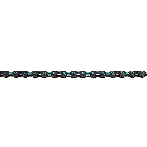 KMC DLC 11 Chain Black Cadena, Unisex, Negro/Celeste, 1/2” x 11/128”