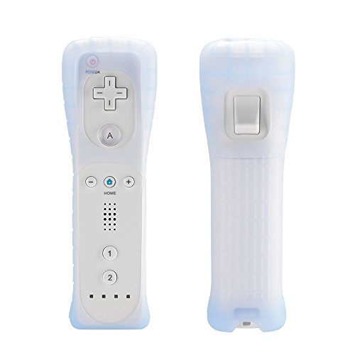 Kreema Mando a distancia de videojuegos blanco con funda de silicona + correa de muneca para consola de juegos Nintendo Wii