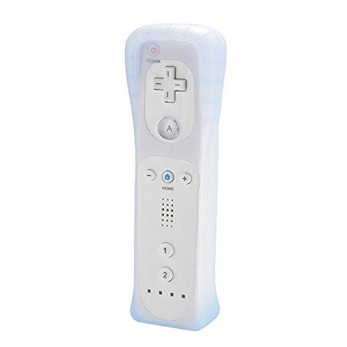 Kreema Mando a distancia de videojuegos blanco con funda de silicona + correa de muneca para consola de juegos Nintendo Wii