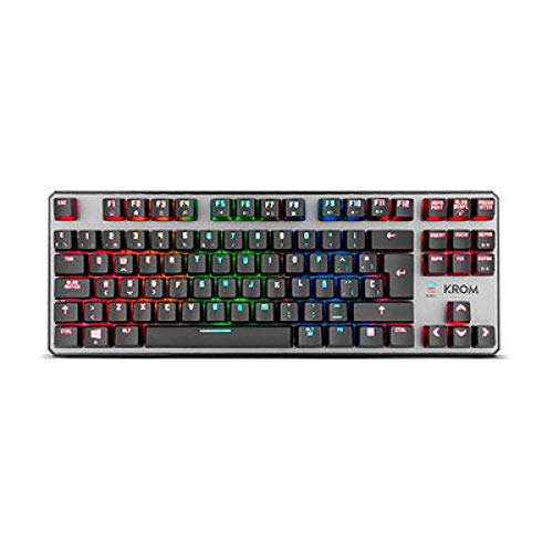 Krom Teclado Gaming Kernel TKL -NXKROMKRNLTKL - Teclado Mecanico, sin Teclado numerico, iluminacion LED RGB, silencioso, Layout Español