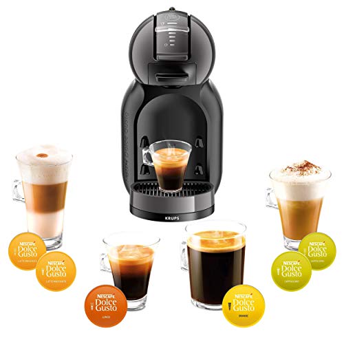 Krups Mini Me - Cafetera con cápsulas con 3 cajas de café, Thermoblock, Play&Select 35 variedades de bebidas, color negro