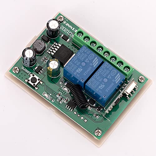 KTNNKG 2 Canales DC12V 433MHz Interruptor de Relé de Control Remoto con 2 Transmisores, 50m-100m Distancia de Trabajo, KG1202-B