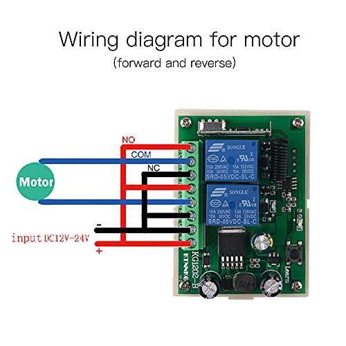KTNNKG 2 Canales DC12V 433MHz Interruptor de Relé de Control Remoto con 2 Transmisores, 50m-100m Distancia de Trabajo, KG1202-B
