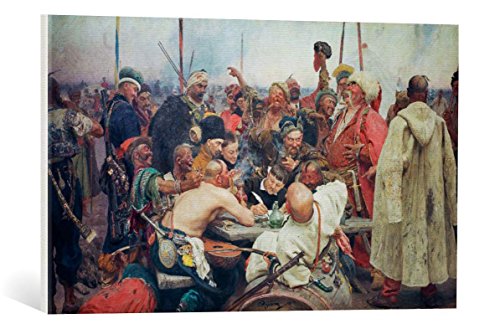 Kunst für Alle Cuadro en Lienzo: Ilya Efimovich Repin The Zaporozhye Cossacks Writing a Mocking Letter to The Turkish Sultan Mehmet IV - Impresión artística, Lienzo en Bastidor, 75x45 cm