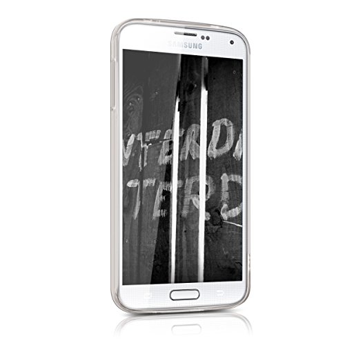 kwmobile Carcasa Compatible con Samsung Galaxy S5 / S5 Neo - Funda de TPU y Don't Touch my Phone en Blanco/Negro