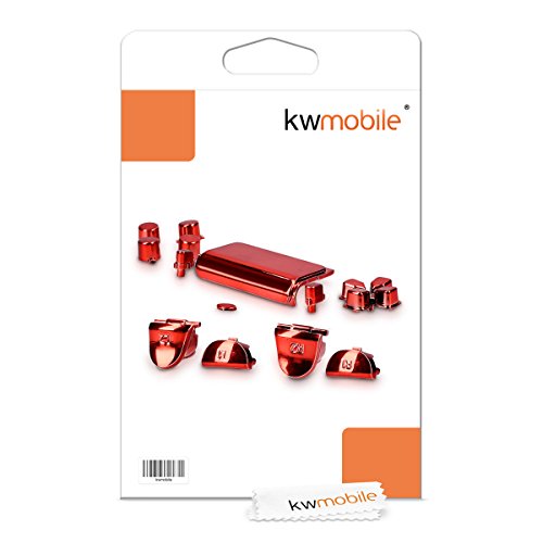 kwmobile1xTeclas de repuesto compatible conPlaystation 4 en rojo - 4 teclas 1 Touchpad 7 botonES 1 cruz
