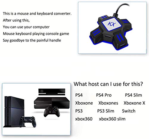 KX Mouse Keyboard Converter, Game Controller Adapter para USB 2.0 Mouse Adaptador de teclado ratón Compatible con PS4 / Xbox One/ Series X / Nintendo Switch / PS3