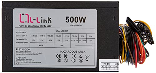 L-Link | Fuente de alimentación ATX 500W 24 Pins | Fuente PC Silenciosa | LL-PS-500-CAB