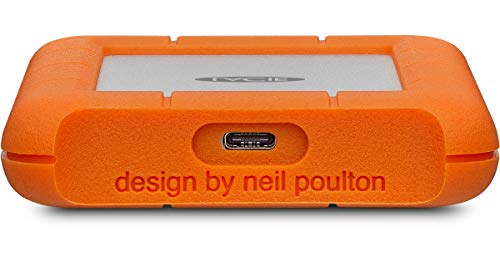 LaCie Rugged, USB-C, 5 TB, Disco duro externo, HDD portátil, USB 3.0, unidad resistente a caídas, golpes, polvo y lluvia, para Mac y PC, 2 años servicios Rescue ( STFR5000800)