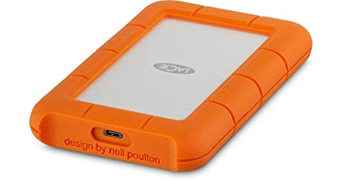 LaCie Rugged, USB-C, 5 TB, Disco duro externo, HDD portátil, USB 3.0, unidad resistente a caídas, golpes, polvo y lluvia, para Mac y PC, 2 años servicios Rescue ( STFR5000800)