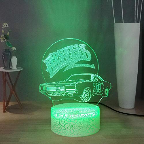 Lámpara de ilusión 3D Lámpara de noche LED de dibujos animados Beamng Racing Car Lámpara de noche visual The Dukes Of Hazzard Lámpara de escritorio remota USB Game Lovers Lámpara de mesa para niños