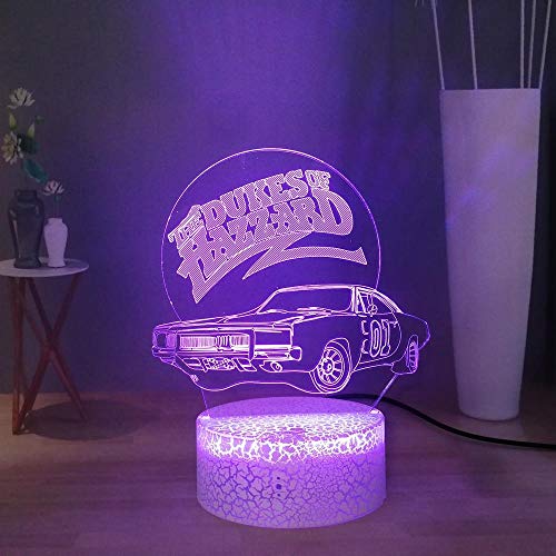 Lámpara de ilusión 3D Lámpara de noche LED de dibujos animados Beamng Racing Car Lámpara de noche visual The Dukes Of Hazzard Lámpara de escritorio remota USB Game Lovers Lámpara de mesa para niños