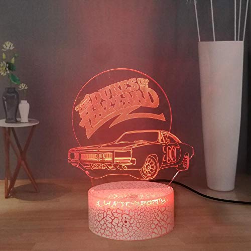 Lámpara de ilusión 3D Lámpara de noche LED de dibujos animados Beamng Racing Car Lámpara de noche visual The Dukes Of Hazzard Lámpara de escritorio remota USB Game Lovers Lámpara de mesa para niños