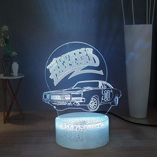 Lámpara de ilusión 3D Lámpara de noche LED de dibujos animados Beamng Racing Car Lámpara de noche visual The Dukes Of Hazzard Lámpara de escritorio remota USB Game Lovers Lámpara de mesa para niños