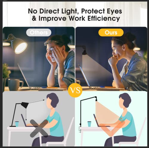 Lámpara Escritorio LED, Diseño de Protección Ocular Polarizada Lampara Estudio, 4 Modos de Color y 4 Niveles de Brillo Flexo LED Escritorio, Control Tactil Luz Escritorio Para Oficina Lectura Estudio