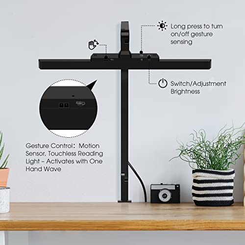 Lámpara Escritorio LED, Diseño de Protección Ocular Polarizada Lampara Estudio, 4 Modos de Color y 4 Niveles de Brillo Flexo LED Escritorio, Control Tactil Luz Escritorio Para Oficina Lectura Estudio