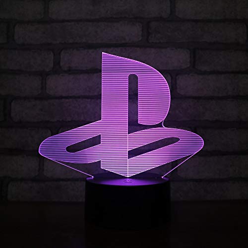 Lampara LED Playstation Logo Cambia Color USB Luz Nocturna