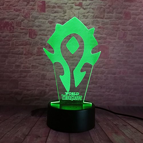 Lampara LED World of Warcraft Horda Cambia Color USB Luz Nocturna