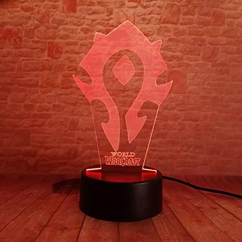 Lampara LED World of Warcraft Horda Cambia Color USB Luz Nocturna