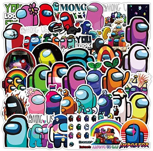 Lanseede 50 Pegatinas de Among Us Sticker Graffiti Stickers con Dibujos Animados para monopatín, Guitarra, portátil, Botella de Agua, PVC…