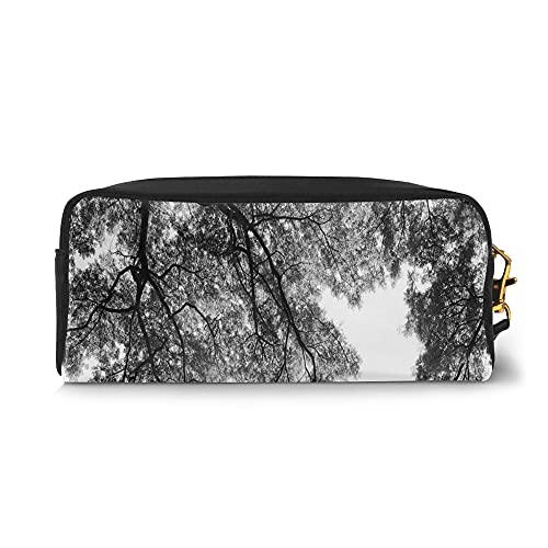 Large Capacity Pencil Case for Boys and Girls,Photograph Of Trees From The Ground With Branches And Leaves Artwork Image,Zippered Lightweight Pencil Cases