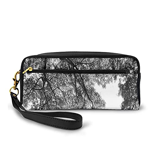 Large Capacity Pencil Case for Boys and Girls,Photograph Of Trees From The Ground With Branches And Leaves Artwork Image,Zippered Lightweight Pencil Cases