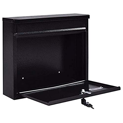 Large Lockable Mailbox Steel Wall Mounted Letterbox with Two Keys Outdoor Letter Mail Post Box 6YX83