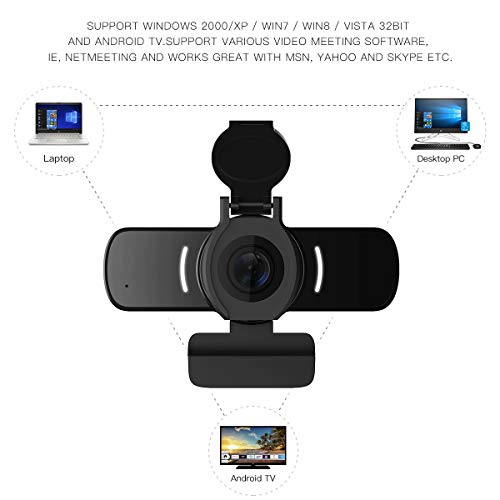 LarmTek Web Cámara con micrófono,Cámara para PC con Cubierta para Cámara Web,Cámara Web 1080p para Juegos de Transmisión en Vivo Durante Videoconferencias.