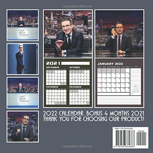 Last Week Tonight with John Oliver Calendar 2022: January 2022 - December 2022 OFFICIAL Squared Monthly Calendar, 12 Months | BONUS 4 Months 2021