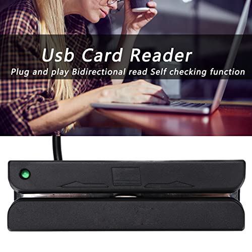 Lector de Tarjetas de Crédito, Interfaz USB Plug and Play Lector de Tarjetas MSR de Lectura Bidireccional Amplia Compatibilidad para Bancos para Puntos de Venta