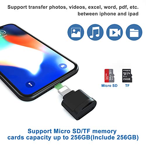 Lector de Tarjetas Micro SD para i-Phone/i-Pad, Lector de Tarjetas de Lightting de Aluminio para Tarjetas Micro SD/Micro SDHC/Micro SDXC, Lector de Tarjetas de Memoria, Plug and Play