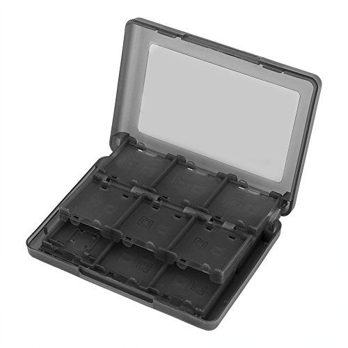 Leftwei Caja de Tarjeta de Memoria de Juego, 28 en 1 PP Caja de Almacenamiento de Cartucho de Soporte de Caja de Tarjeta de Juego de plástico para Nintendo 3DS DSL DSI LL(Negro)
