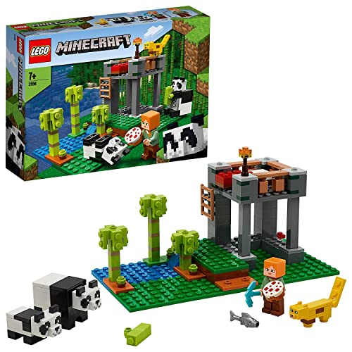 LEGO 21158 Minecraft El Criadero de Pandas Juguete de Construcción con Mini Figura y 2 Pandas y Ocelote para Niños +7 años