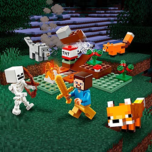 LEGO 21162 Minecraft La Aventura en la Taiga Juguete de Construcción para Niños +7 años con Steve, Esqueleto, Zorro y Lobo