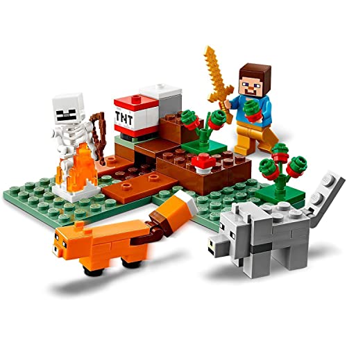 LEGO 21162 Minecraft La Aventura en la Taiga Juguete de Construcción para Niños +7 años con Steve, Esqueleto, Zorro y Lobo