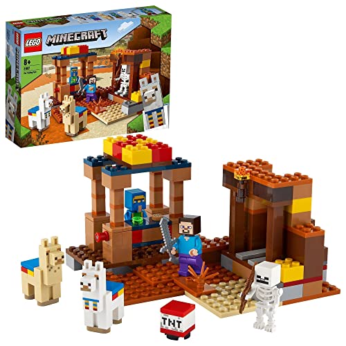 LEGO 21167 Minecraft El Puesto Comercial, Set de Construcción con Figuras de Steve, Esqueleto y Llamas para Niños 8 años