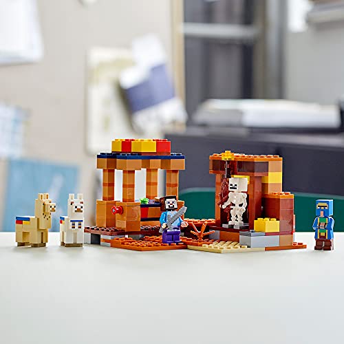 LEGO 21167 Minecraft El Puesto Comercial, Set de Construcción con Figuras de Steve, Esqueleto y Llamas para Niños 8 años