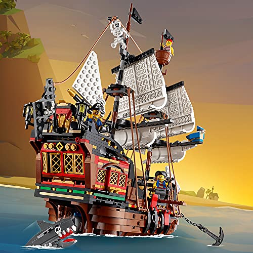 LEGO 31109 Creator 3 en 1 Barco Pirata, Taberna o Isla Calavera, Juguete de Construcción para Niños y Niñas +9 años