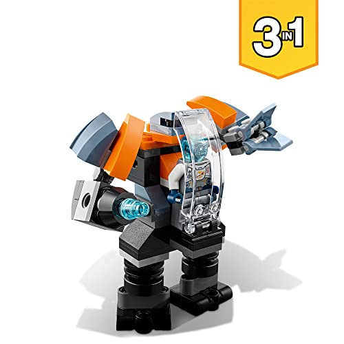 LEGO 31111 Creator 3en1 Ciberdron, Cibermech o Moto, Juguete de Construcción con Mini Figura de Robot para Niños 6 Años