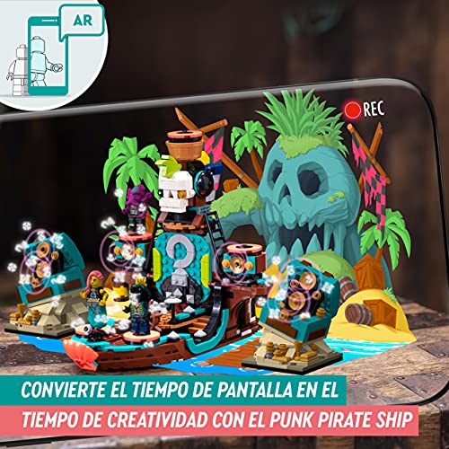 LEGO 43114 VIDIYO Punk Pirate Ship, Creador de Vídeos Musicales de Juguete, App Realidad Aumentada, Set con 3 Mini Figuras