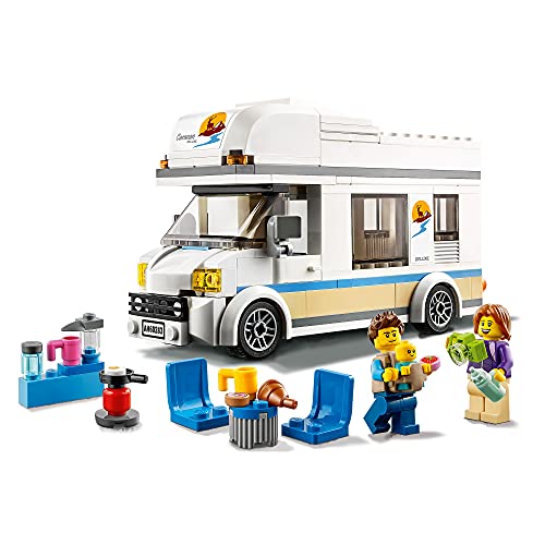 LEGO 60283 City Grandes Vehículos Autocaravana de Vacaciones, Set de Juego para Niños y Niñas 5 Años, con Minifiguras