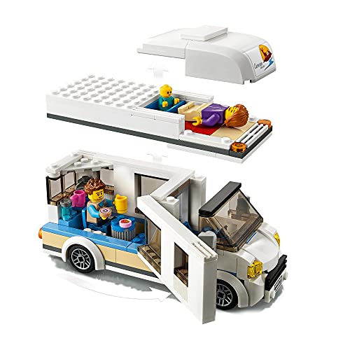 LEGO 60283 City Grandes Vehículos Autocaravana de Vacaciones, Set de Juego para Niños y Niñas 5 Años, con Minifiguras