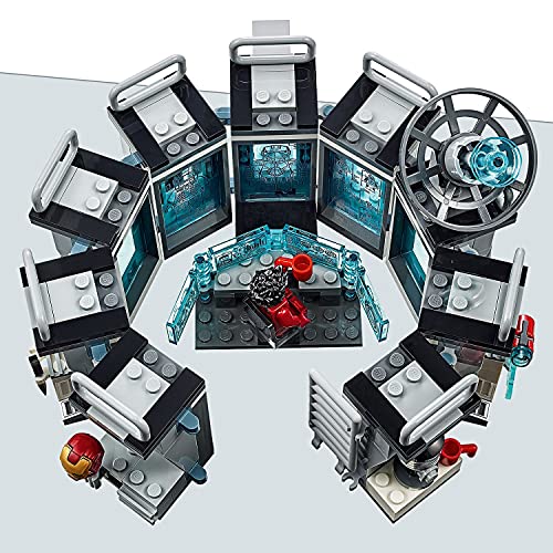LEGO 76125 Super Heroes Iron Man: Sala de Armaduras, Juguete de Construcción con Colección de Trajes de Combate de Tony Stark