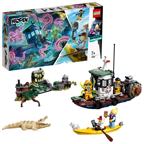 LEGO - Hidden Side Camaronero Encallado Juguete de construcción con realidad aumentada, incluye barco de pesca y un cocodrilo, Novedad 2019 (70419)
